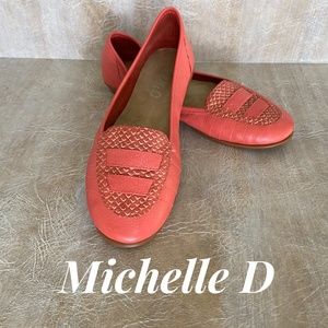 Michelle D Coral Leather Ballet Flats